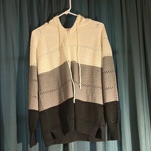 Striped Knit Hoodie Sweater